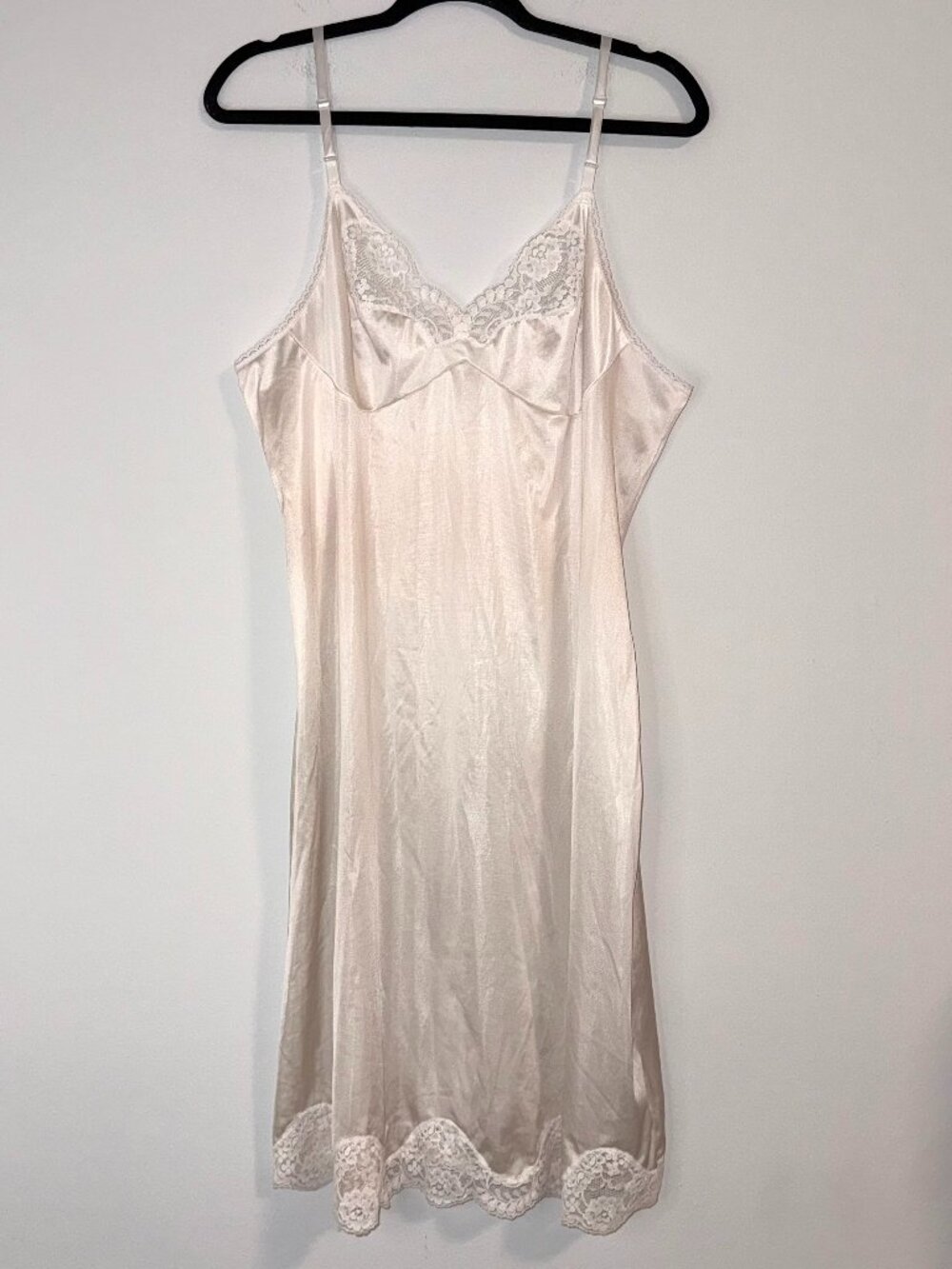 VTG Adonna Nightgown Slip Dress Ivory Cream White Sleepwear Sz Large